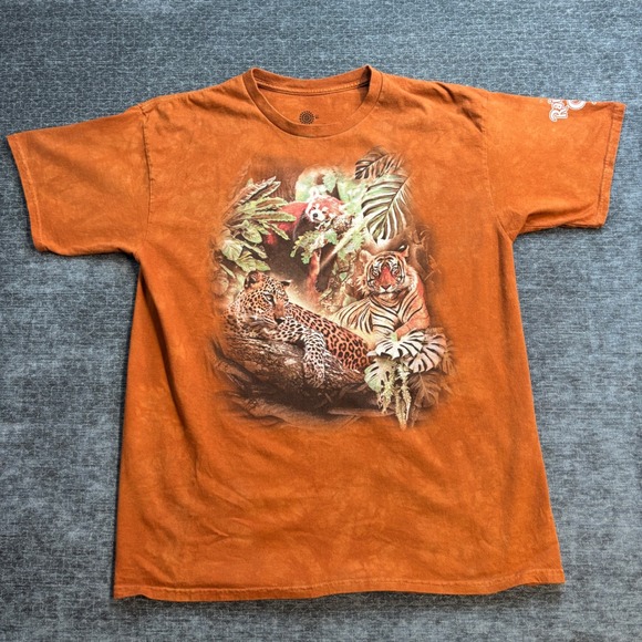 The Mountain Other - The Mountain Rainforest Cafe Orlando Orange Graphic Shirt Mens XL Tiger Leopard